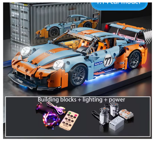 1:14 Building Blocks Car Set Construction Toy,Design Collectable Model Car Building Kit Scale Sport Car for Children - Cars and lightspower With box